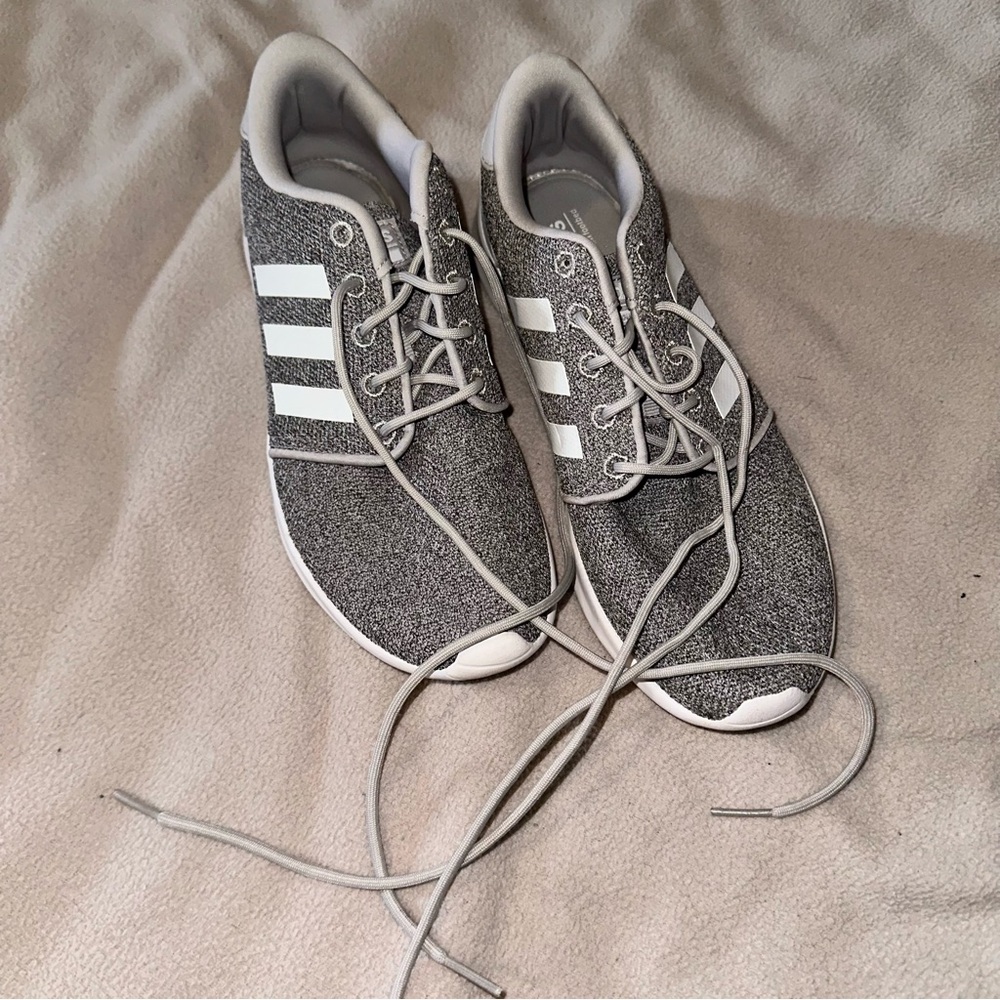 Adidas Womens Cloudfoam QT Racer AW4313 Gray Running Shoes Sneakers